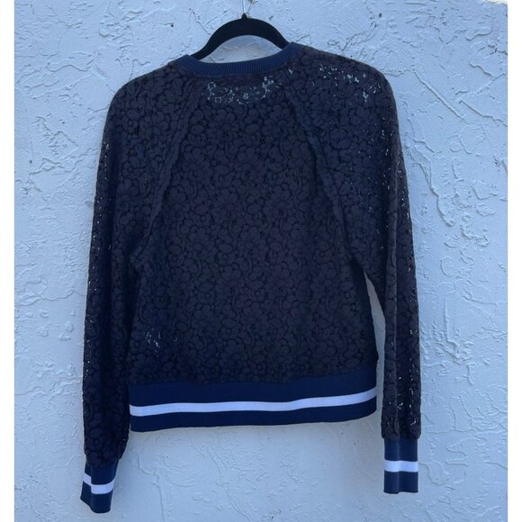 Zara Womens Pullover Long Sleeve Lace Sweater Top Blue Sz XS - Picture 2 of 7